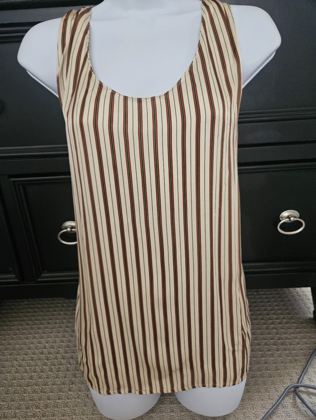 Sleeveless Camisole In Cream And Brown Zara Vertical-Striped